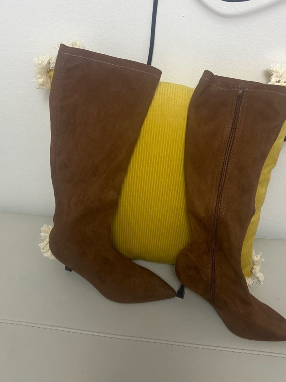 Over-the-Knee Suede Boots in Chestnut